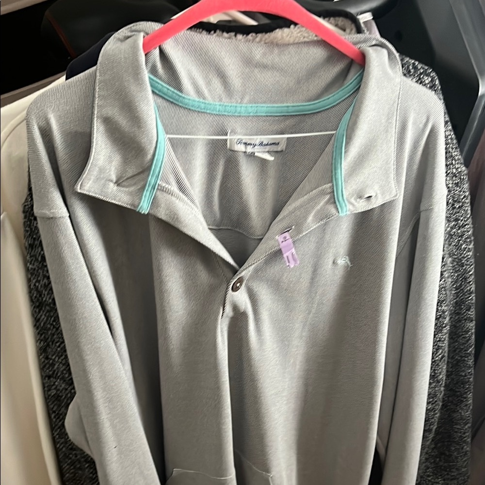 Tommy Hilfiger Gray Polo Shirt with Aqua Accents